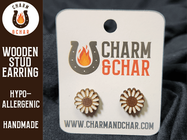 Daisy Wood Stud Earrings - Flower Fashion Earring - Stud Earring - Charm and Char
